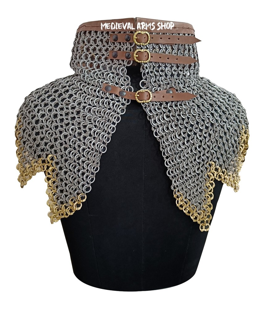 Chainmail Collar, zig zig Bottom Two brass row bottom - Bishops Mantle