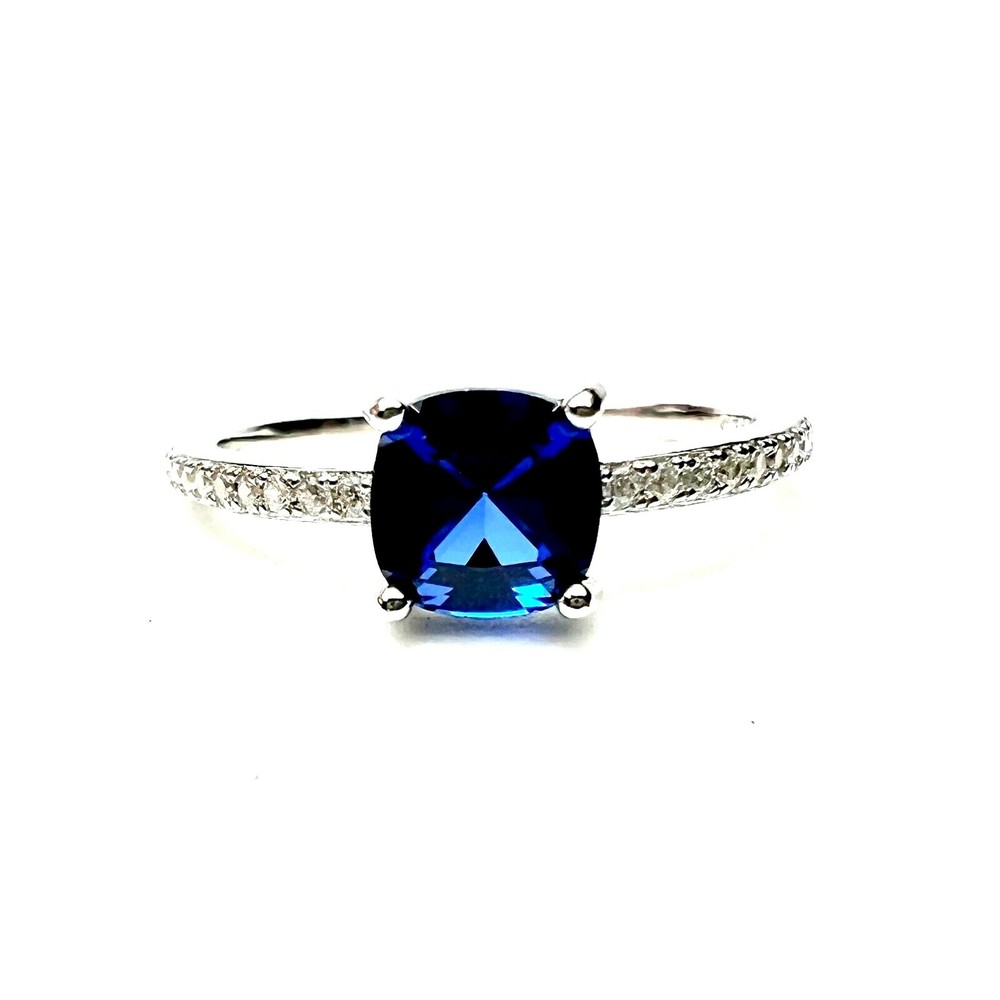 Lab Made Sapphire Ring Solid Sterling Silver 925 , September birthstone Canada