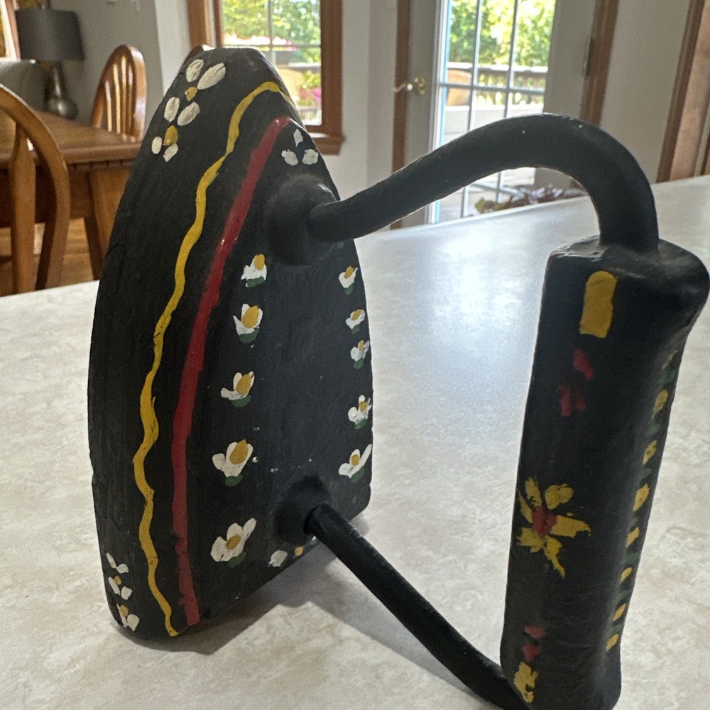 Antique Flat Iron Hand painted