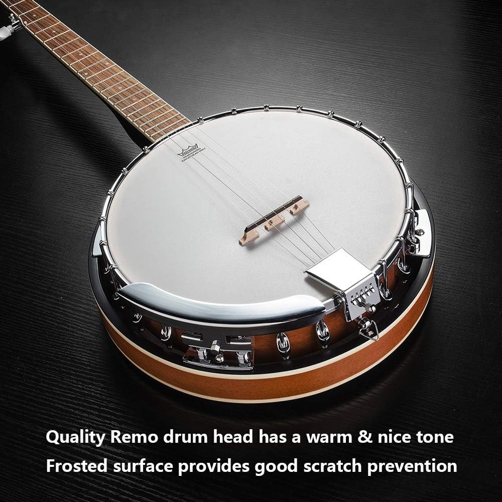 5 String Banjo Full Size Kit with Resonator Remo Head Beginner Accessories
