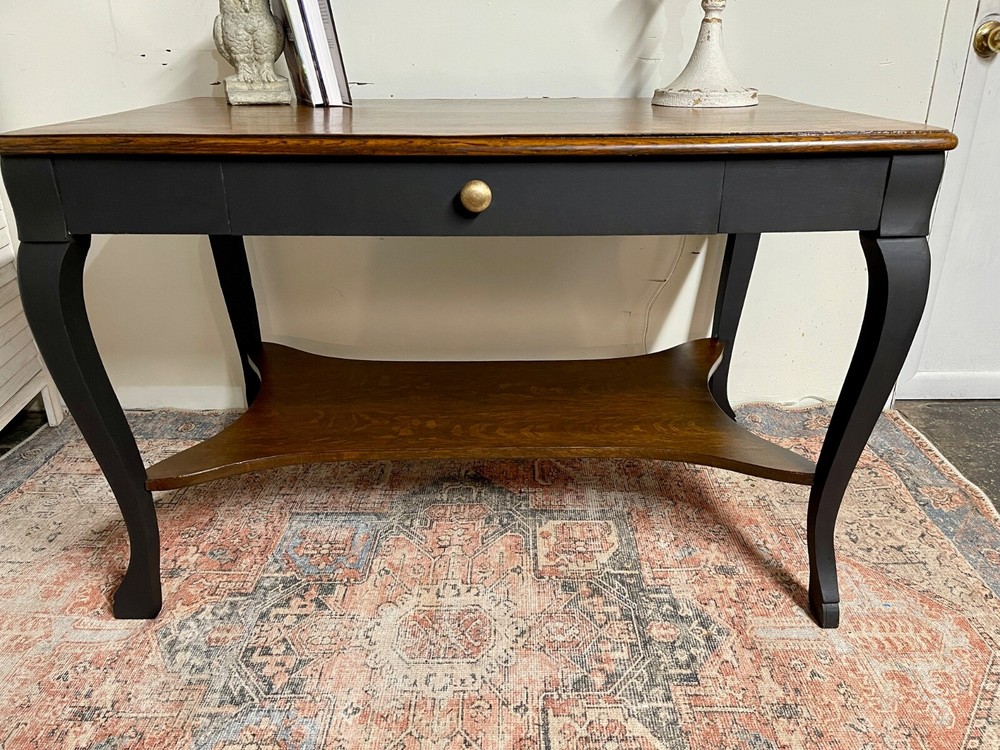 Vintage Tiger Oak Writing Desk or Entry Table