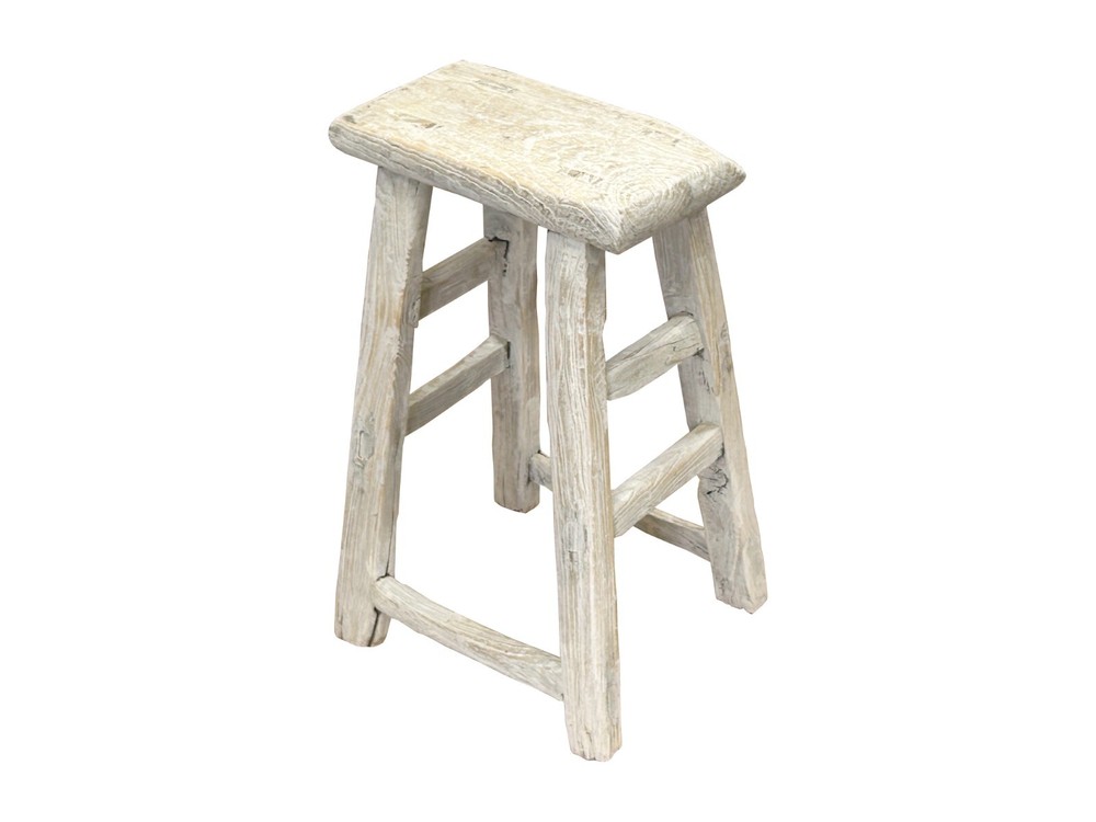 Rustic Raw Rough Wood Grain Rectangle Slim Stool Bench Side Table ws4616