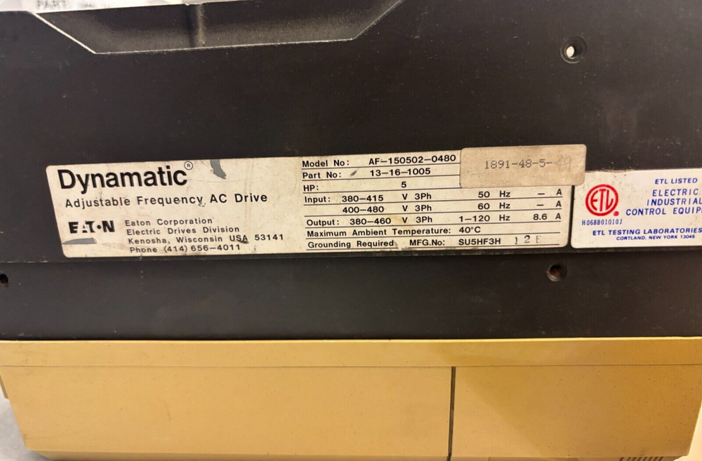 EATON DYNAMATIC ADJUSTABLE FREQUENCY AC DRIVE AF1500