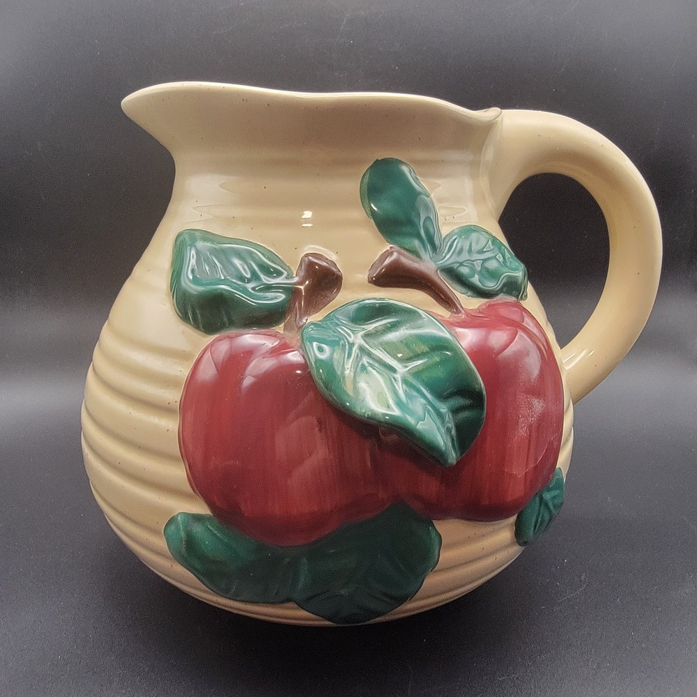 Stoneware Pitcher With Handle Beige 3D Apple Design