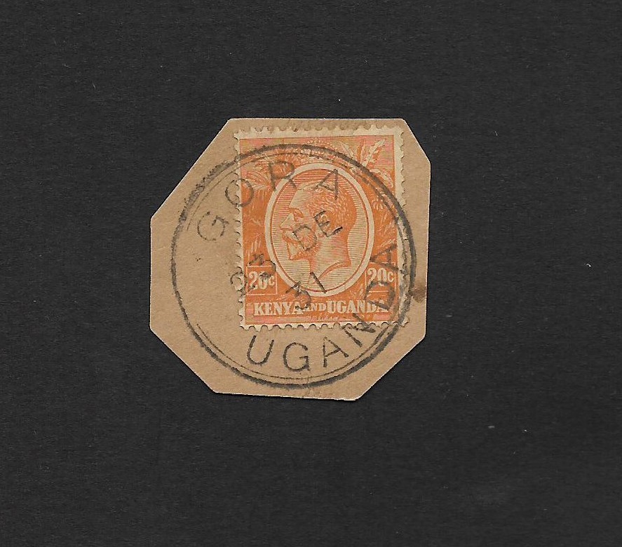 (BL) Uganda GORA Postmark /CANCEL 1931 Used on Piece