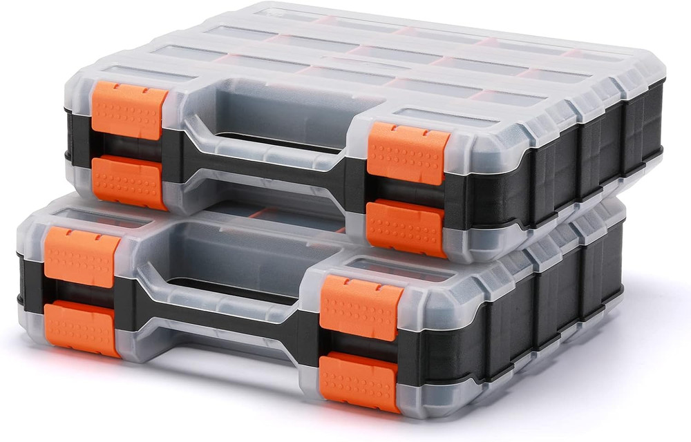 Double Side Tools Organizer, Customizable Removable Plastic Dividers, Hardware B