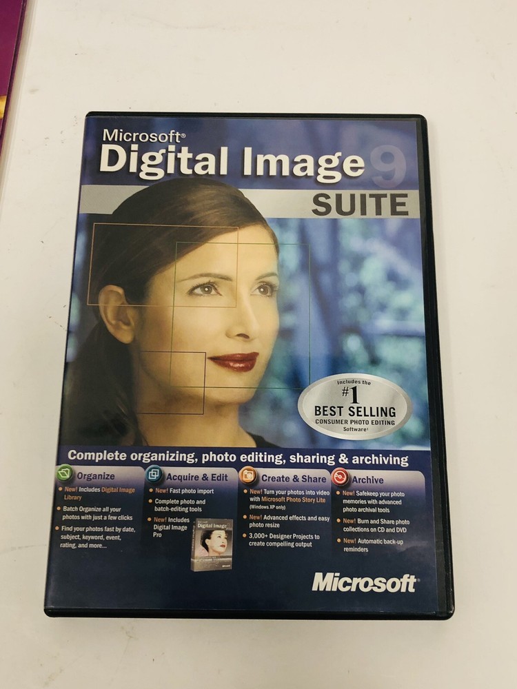 Microsoft Digital Image Suite 9 PC CD Rom Software 2 Disc Set 2003 Key Included