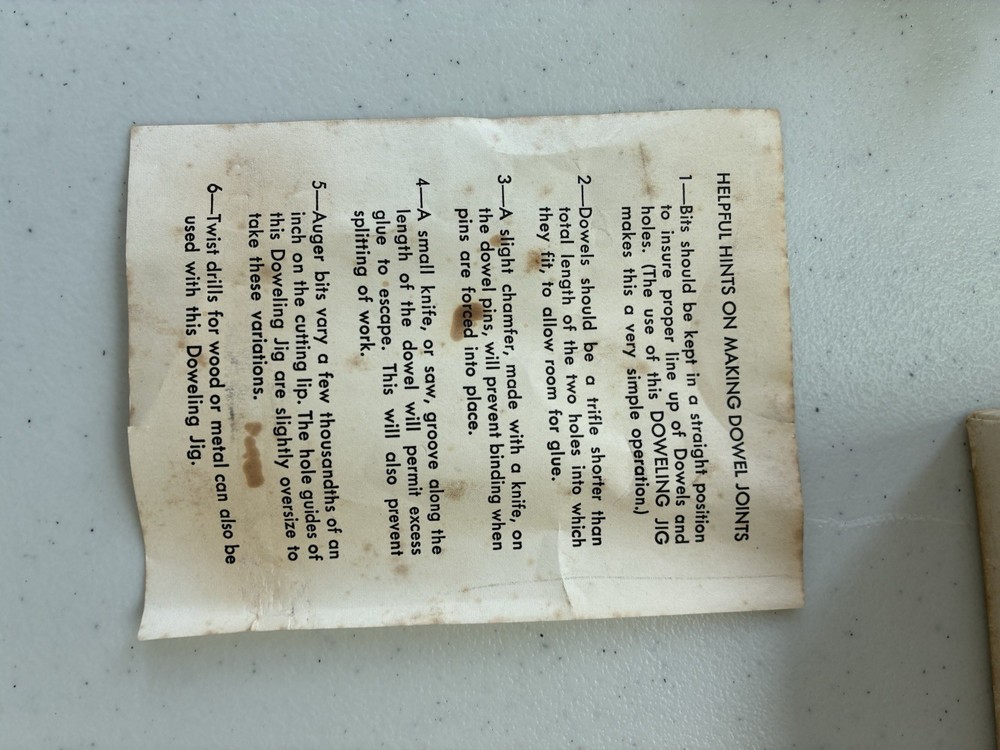 GENERAL DOWELING JIG NUMBER 840 WITH INSTRUCTION SHEET AND ORIGINAL PACKAGING