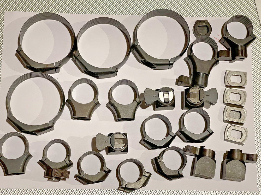 GERMAN RECKNAGEL RIFLE SCOPE OBJECTIVE CLAW MOUNTS QUICK RELEASE UNUSED CUSTOM