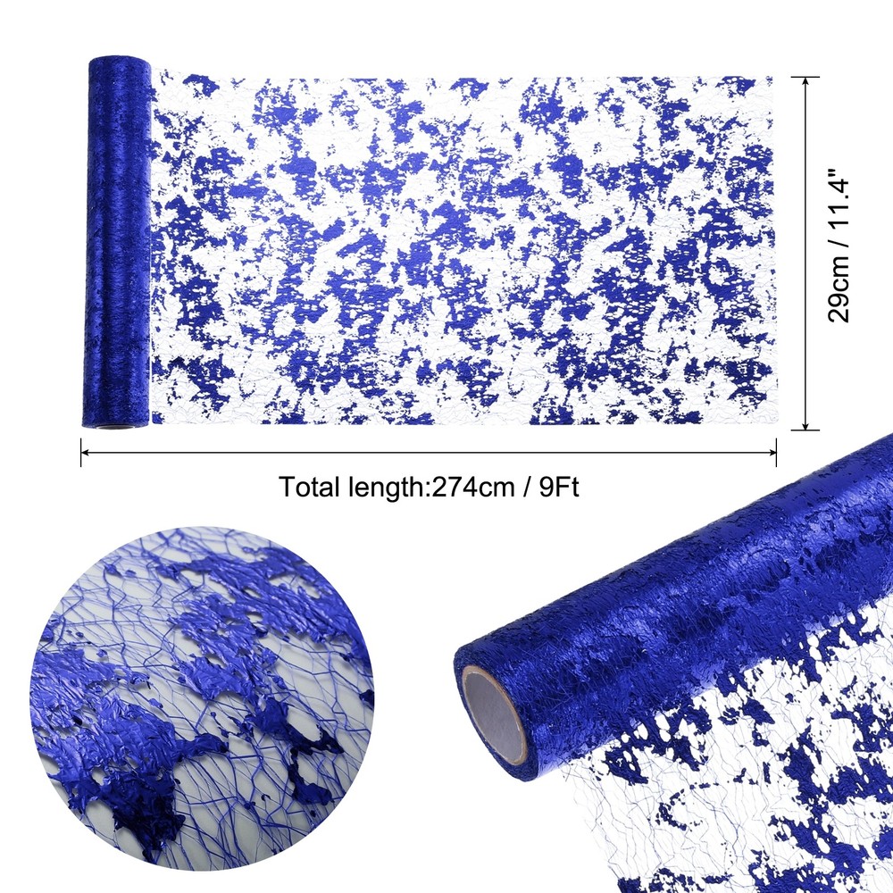 Sapphire Blue Table Runner Roll 11.4" x 108" Sequin Foil Mesh Table Runner