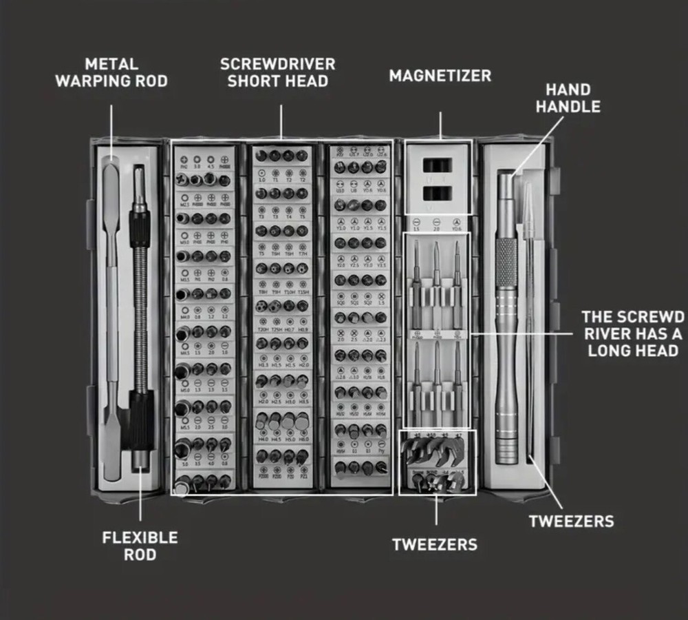 128 in 1 Precision Screwdriver Set Magnetic Bit Kit Multi-Function Stainless