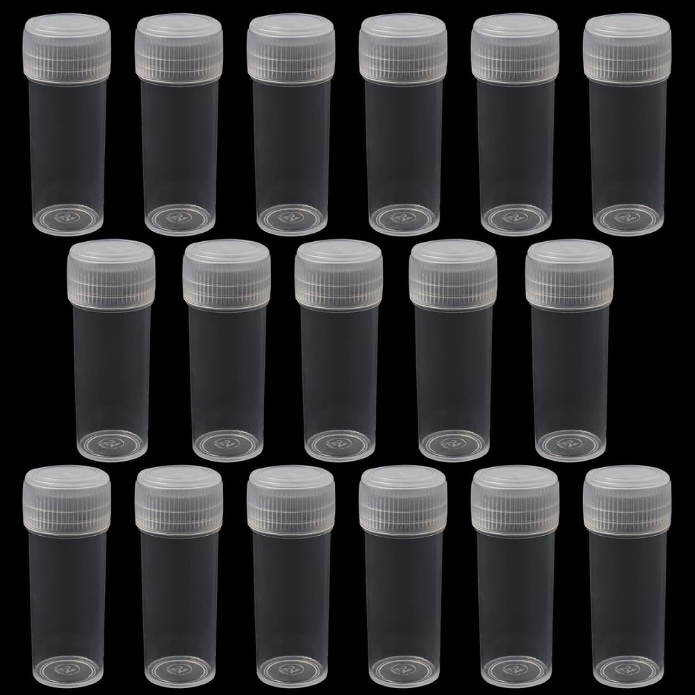 100Pcs 7ml Plastic Empty Sample Bottles Mini Vials Small Items Storage Container