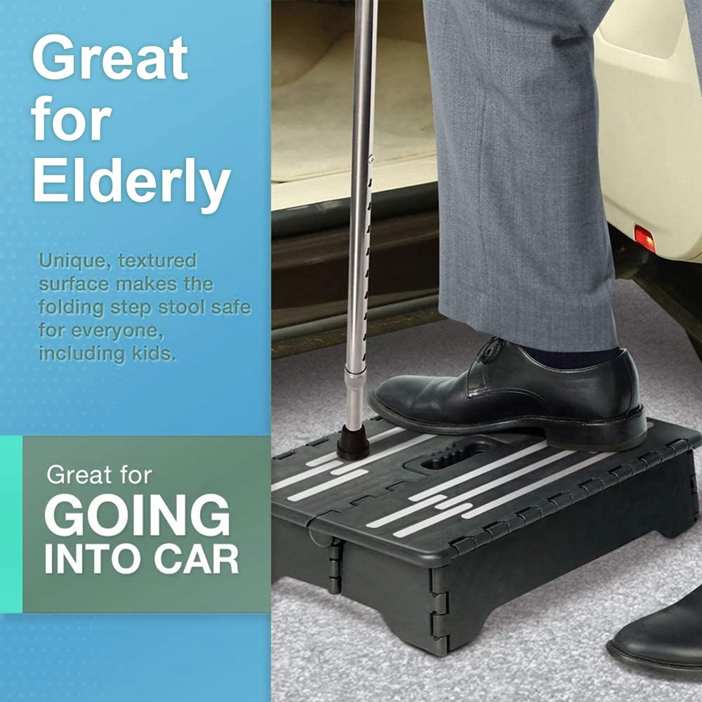 Sturdy Folding Step Stool Portable 5” Collapsible Half Step for Seniors Older...
