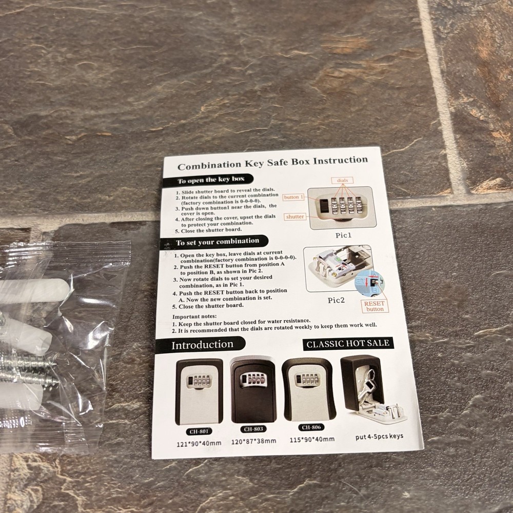 Fayleeko 4 Digit Combination Key Safe Lock Box - Black/Gray