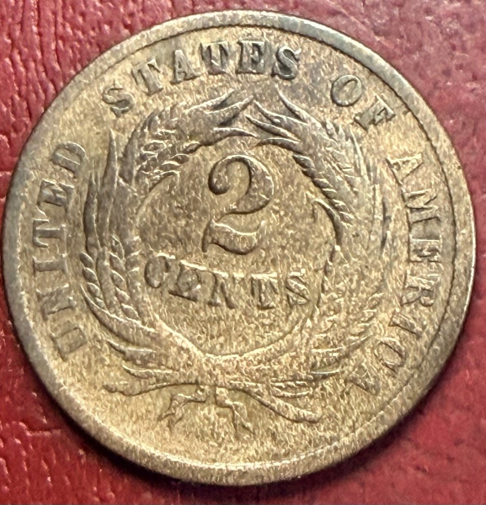 1865 Two Cent Piece. Better Grade. Free Shipping