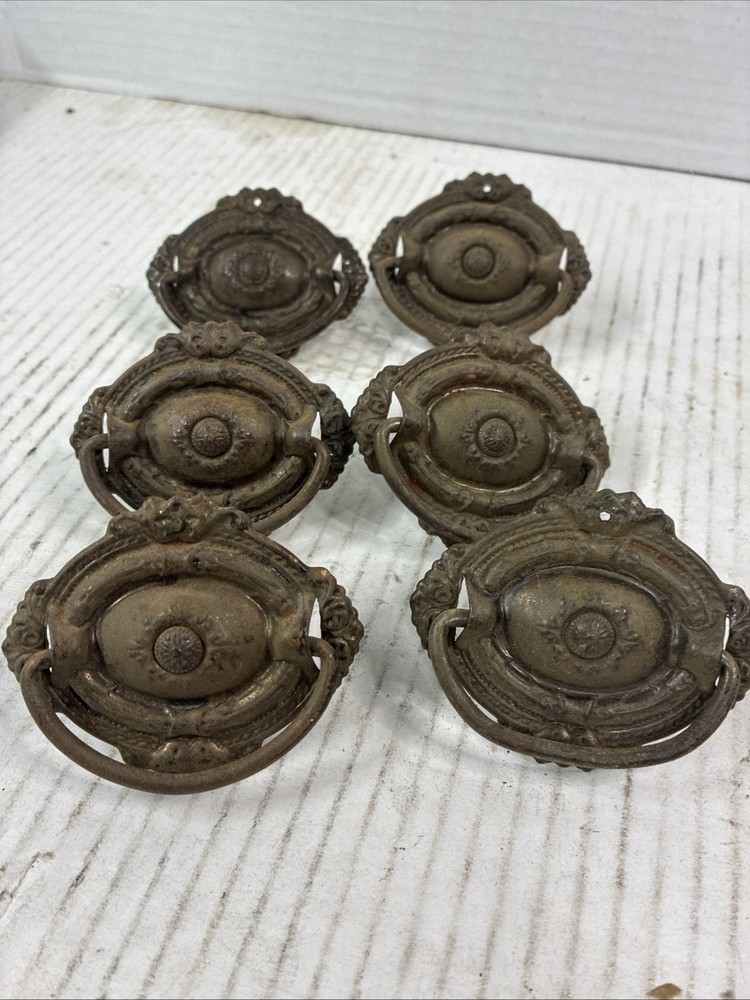 6 Vintage Drawer Or Cabinet Pulls From Desk See Description