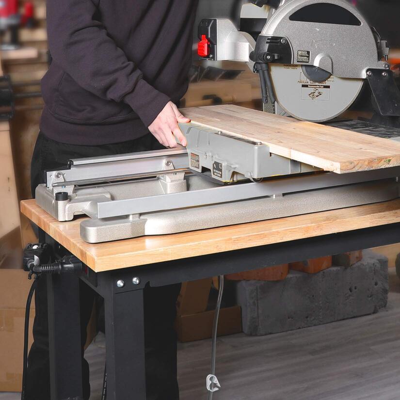 WORKPRO 48-in Adjustable Workbench Rubber Wood Top Heavy-Duty Hardwood Worktable