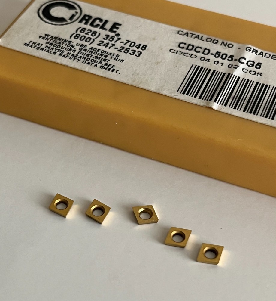 CIRCLE CARBIDE BORING BAR INSERTS CDCD-505-CG5 COATED GRADE SHOWN (5) INSERTS.