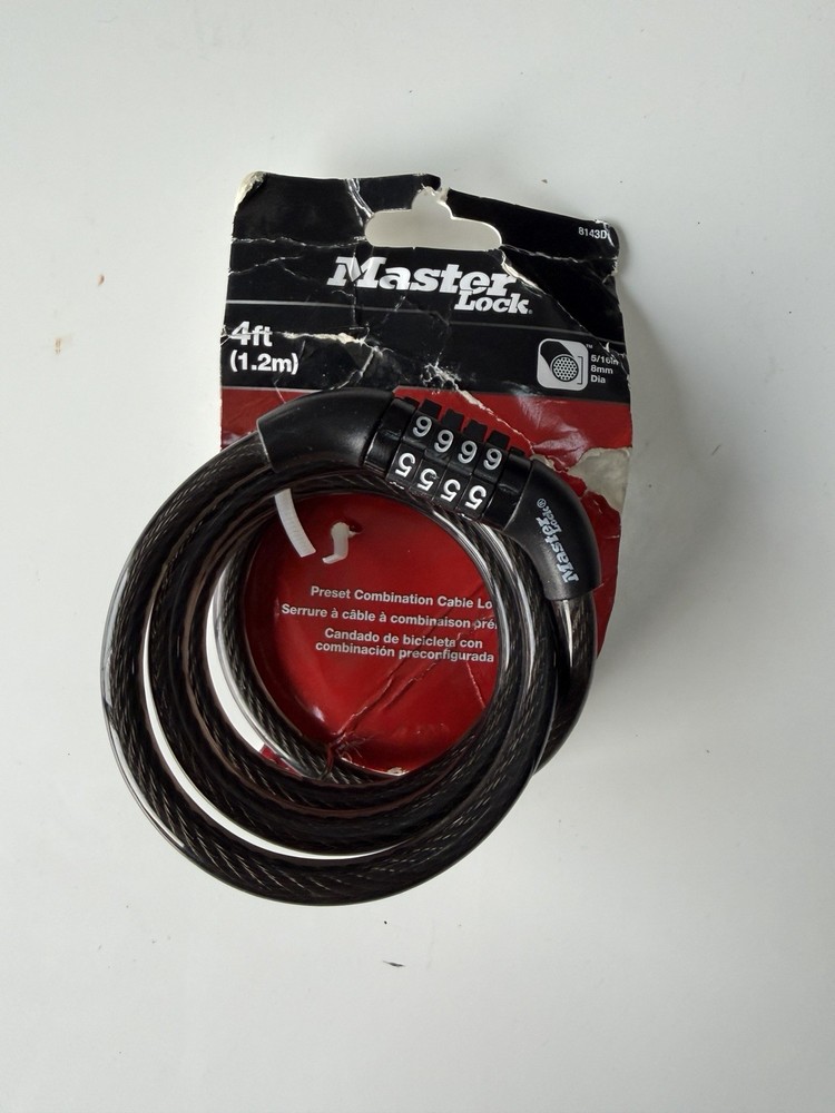 Master Lock 8143D Combination Cable Lock – 4ft Black – NEW