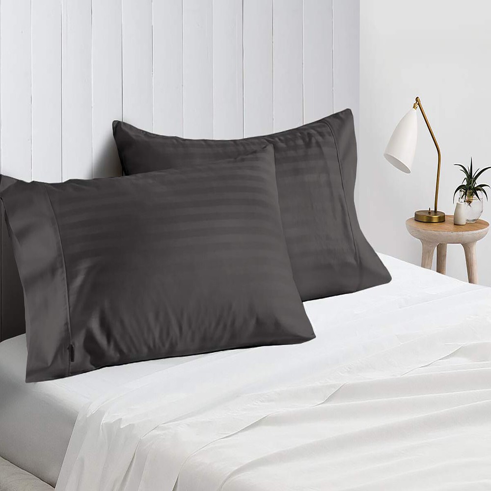 Branded Bedding Sheets Egyptian Cotton US Sizes Select Pocket Gray Stripes