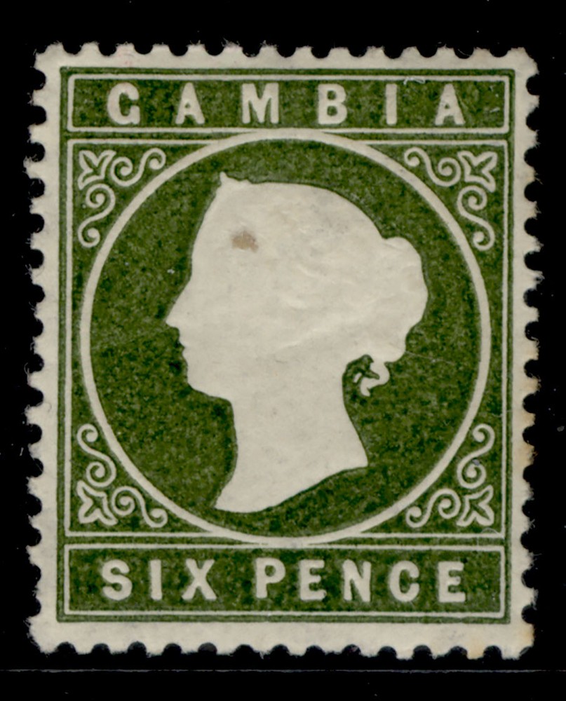 GAMBIA QV SG33c, 6d bronze-green, LH MINT. Cat £45.