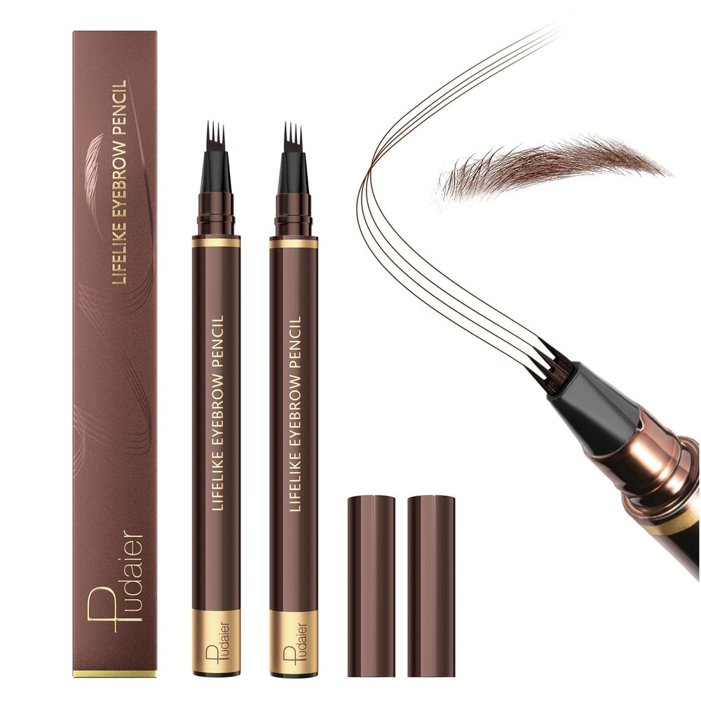 Espoce 2 Pack Eyebrow Pen Waterproof Microblading Eyebrow Pencil 4 Tip Precise