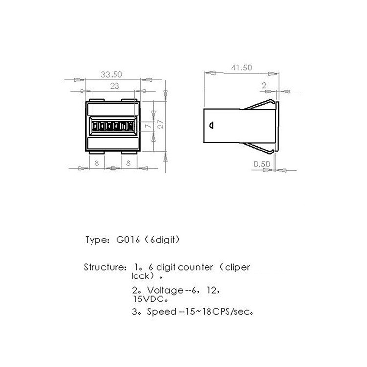 12V DC 6 Digit Impulse Counter Mechanical Wire Leads Base VDC