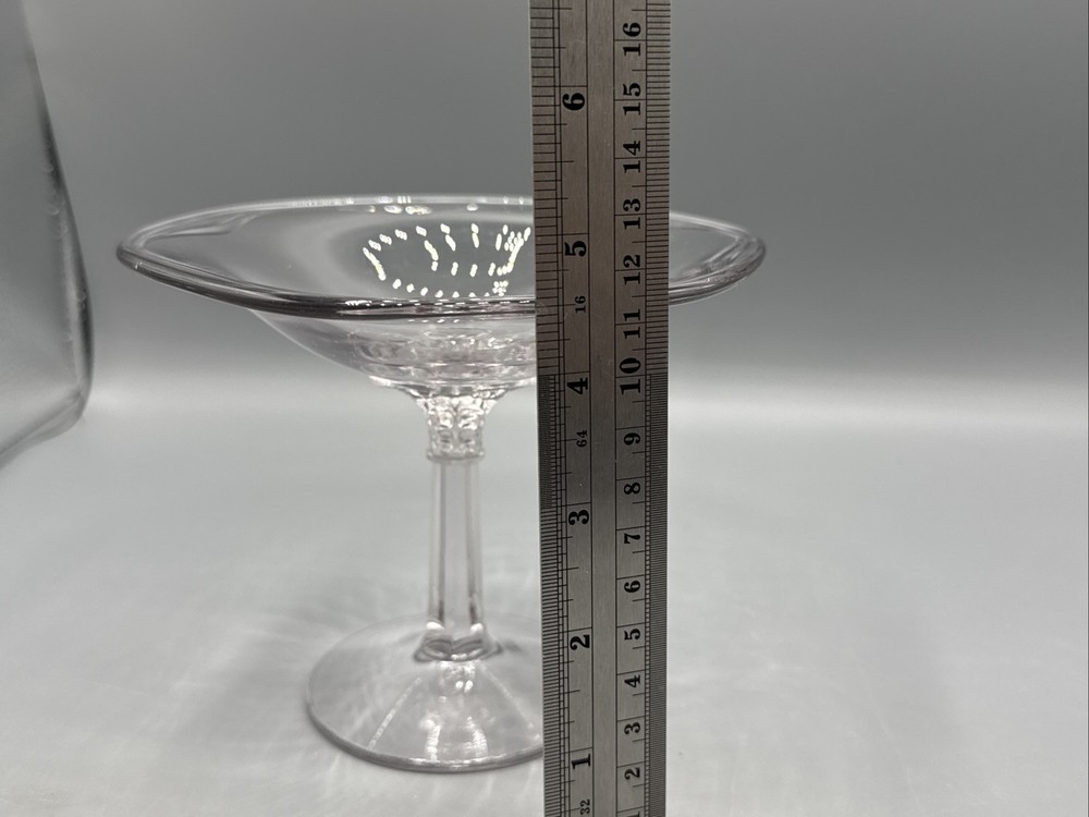 Clear Compote /Candy Dish Stem Glass 4.75” Tall