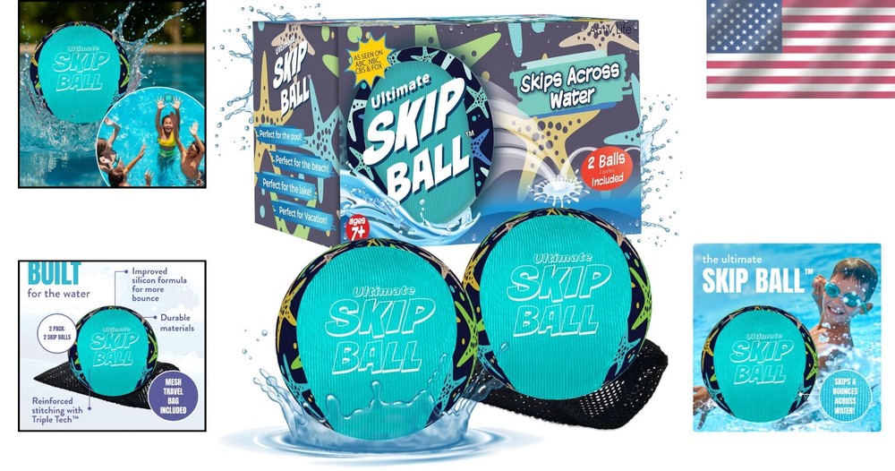 Ultimate Water Skip Balls Set - 2 Pack Vibrant Starfish Blue for Pool Fun