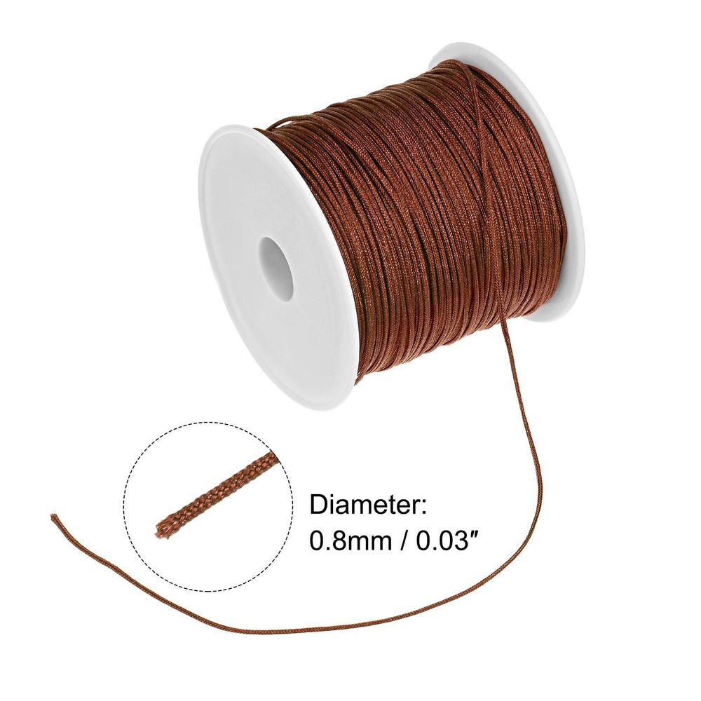 Nylon Satin Cord Rope with Plastic Spool 147ft, Brown