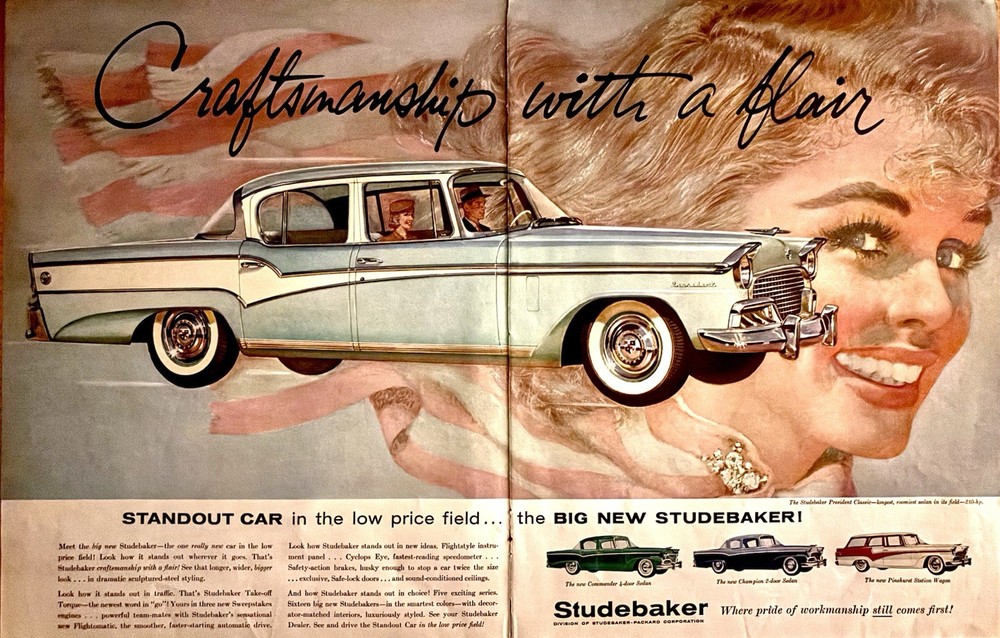 1956 Studebaker Hawk, Commander, President - 6 Page Ad Double Sided
