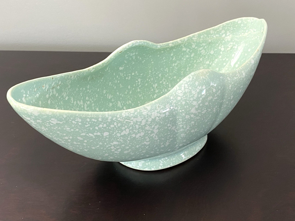 Mid Century Pottery Planter Splatterware Speckle Pattern Vintage 11" Long