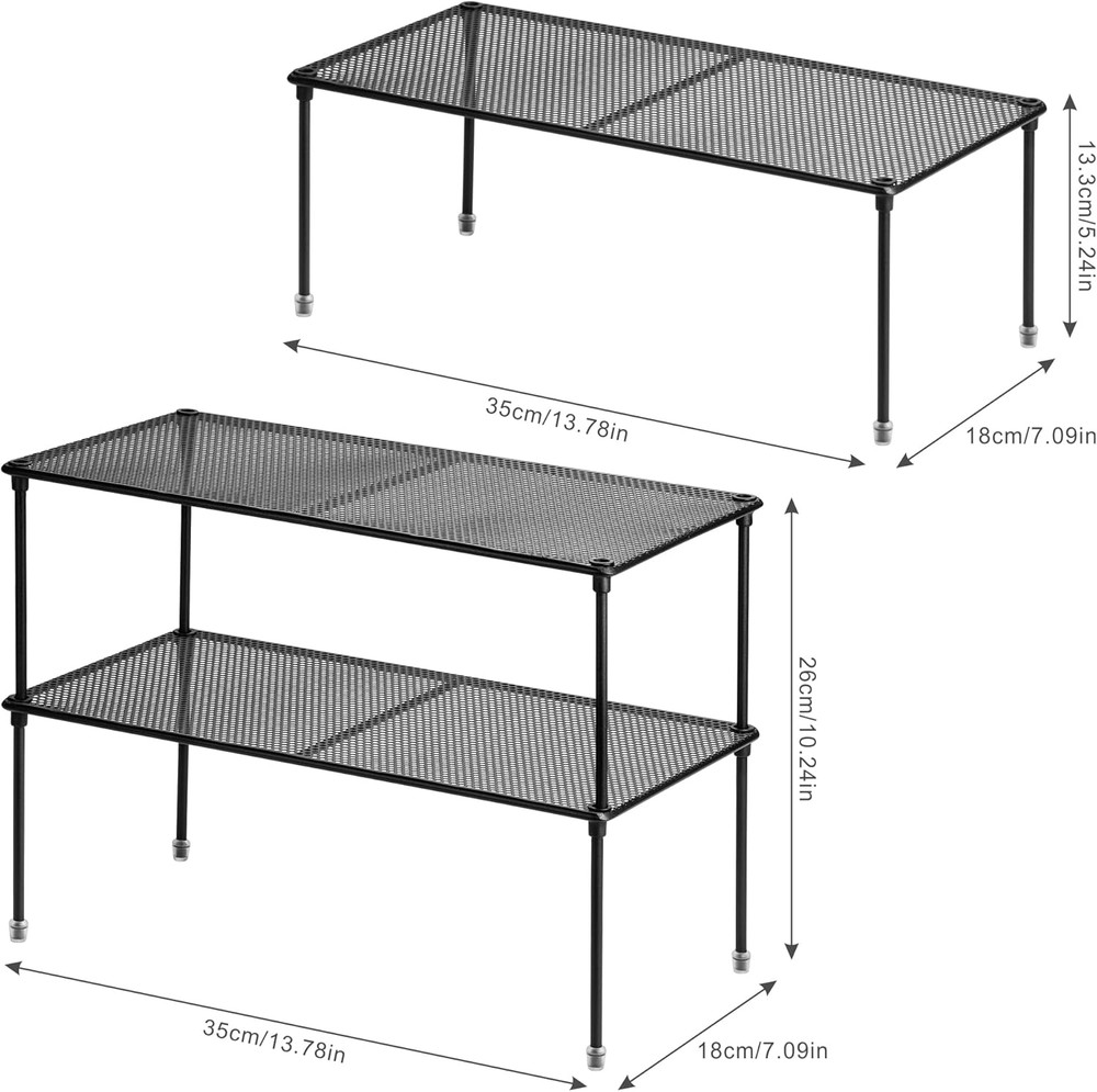 2-Pack Kitchen Cupboard Shelf Organizer for Cabinet, Expandable & Stackable Coun