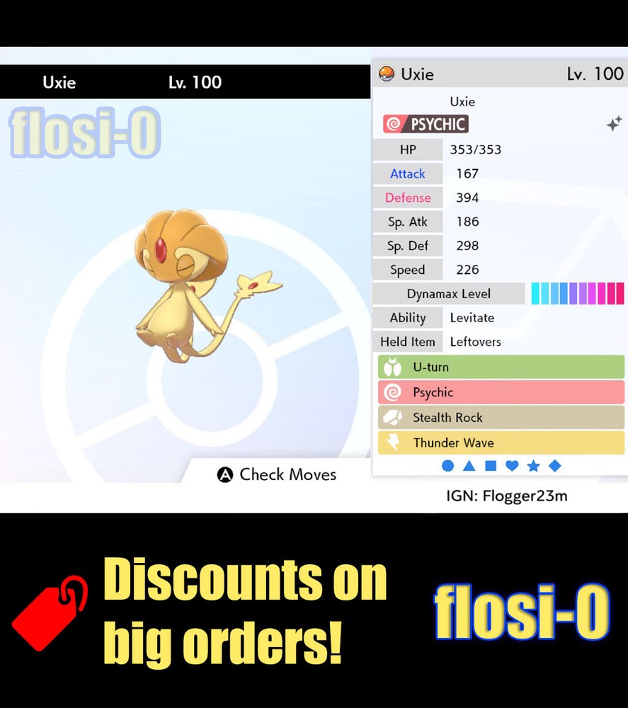 Pokemon Sword and Shield 6IV Shiny Uxie