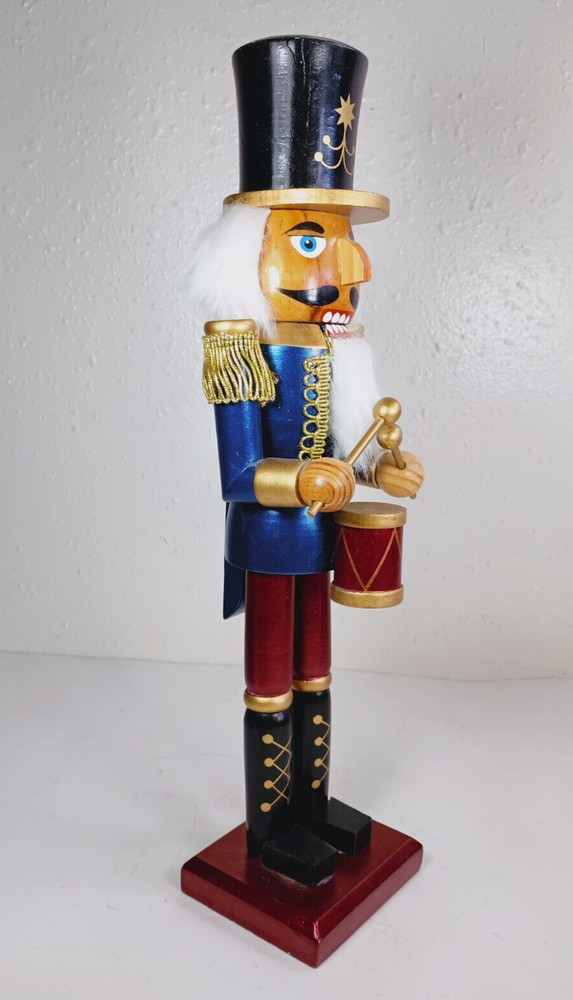 Band Leader Drummer Wood Nutcracker. 15" Tall.