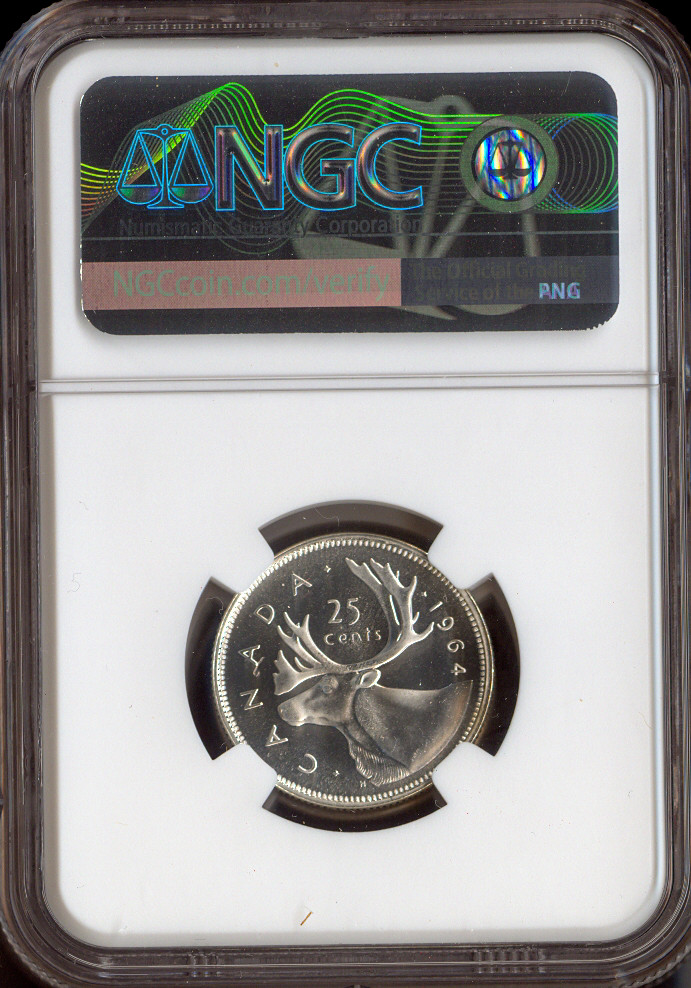 1964 Canada 25 Cents Silver 25C NGC PL66 Quality