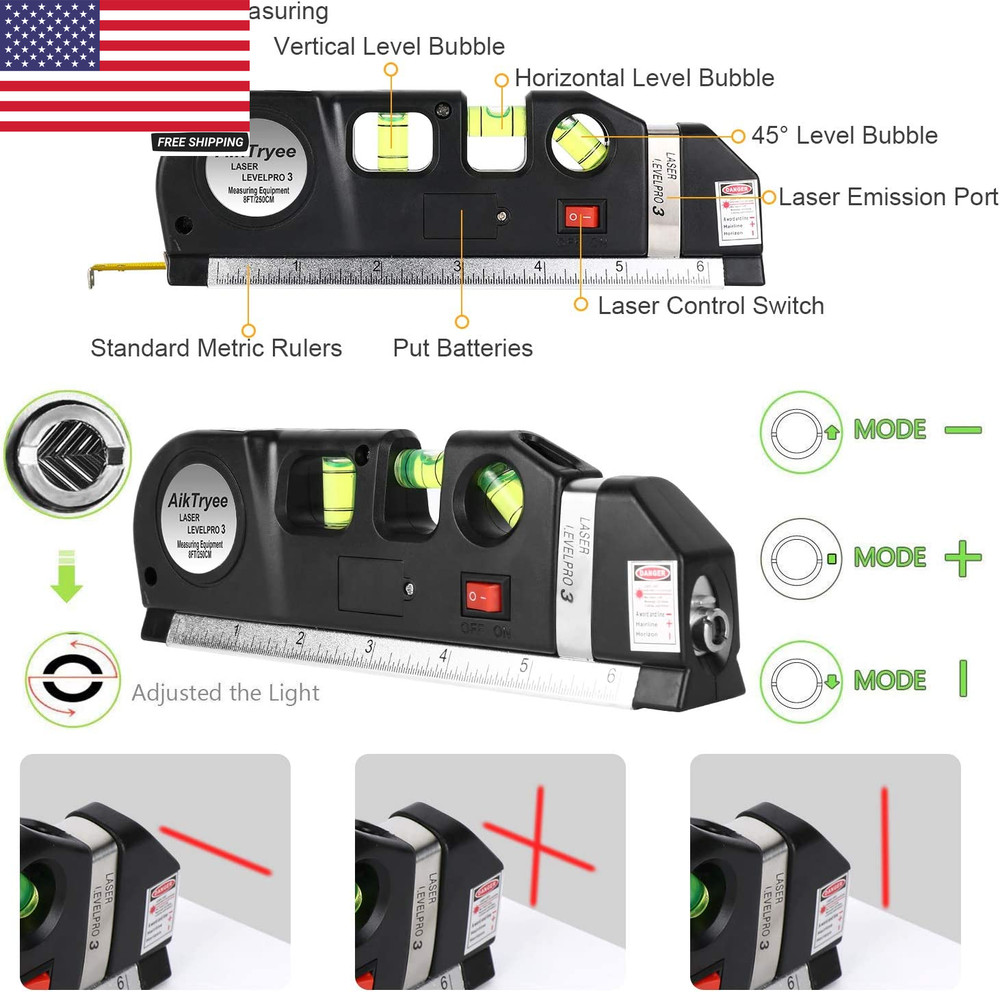 Laser Level Line Tool, Multipurpose Laser Level Kit Standard Cross Line Laser Le