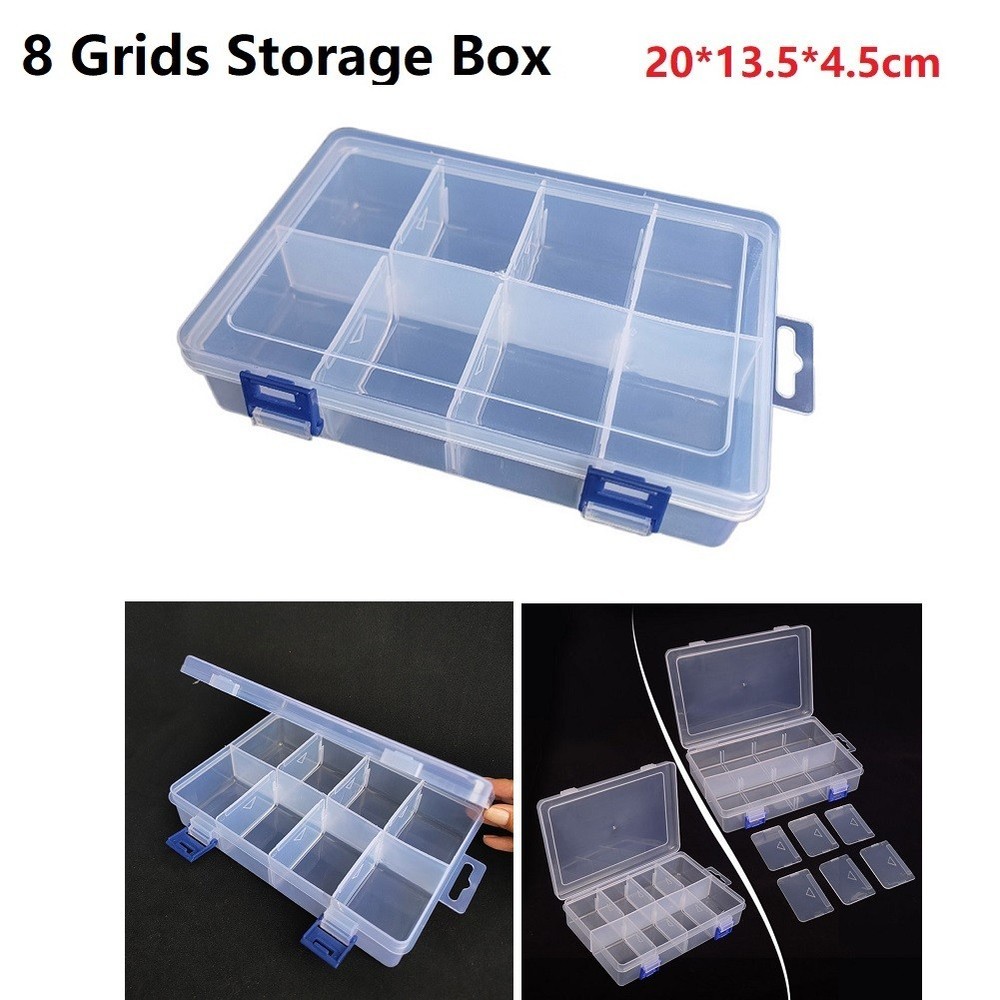 Adjustable 8 Grids Compartment Plastic Storage Box Screw Holder Case Organizer