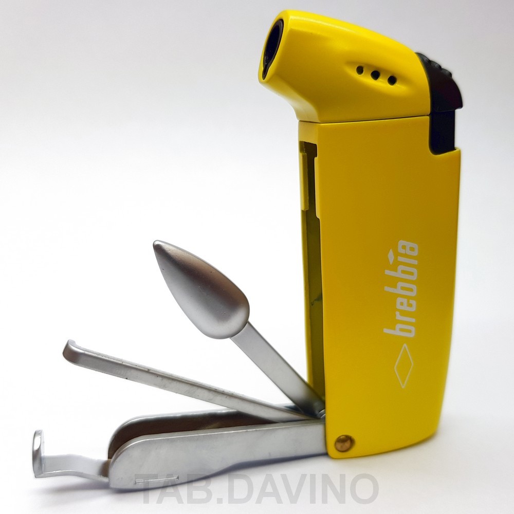 BREBBIA YELLOW PIPE LIGHTER WITH CURAPIPE BOWL FLAME