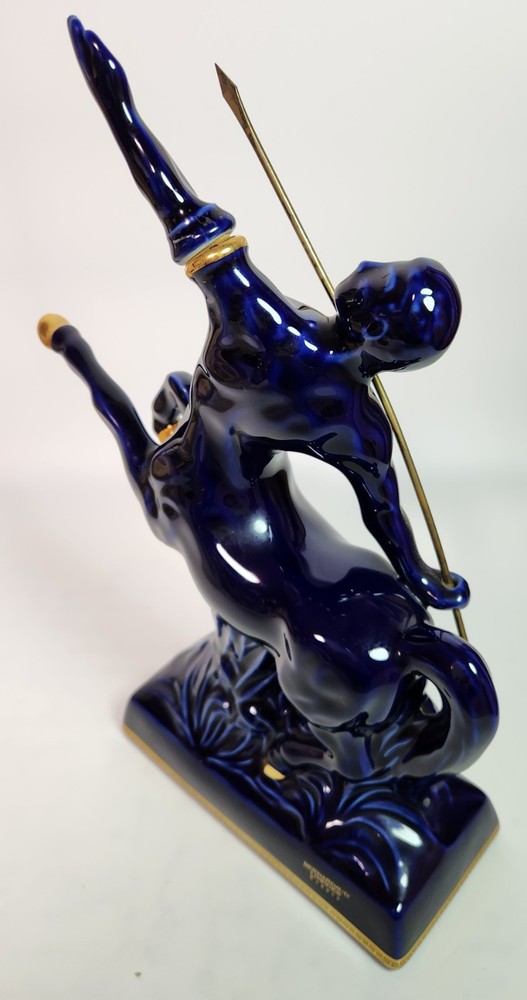 Remy Martin Blue Centaur Ceramic Decanter Empty Vintage Cognac Bottle