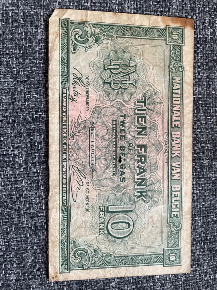 BELGIUM 1943 10 FRANC CIRCULATED BANKNOTE