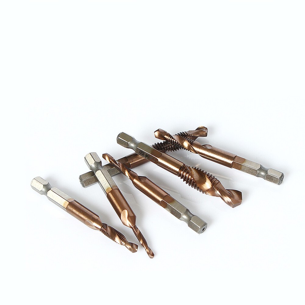 Hex Shank High Speed Steel Spiral Screw Thread Taps Drill Bits Set Tool Cobalt