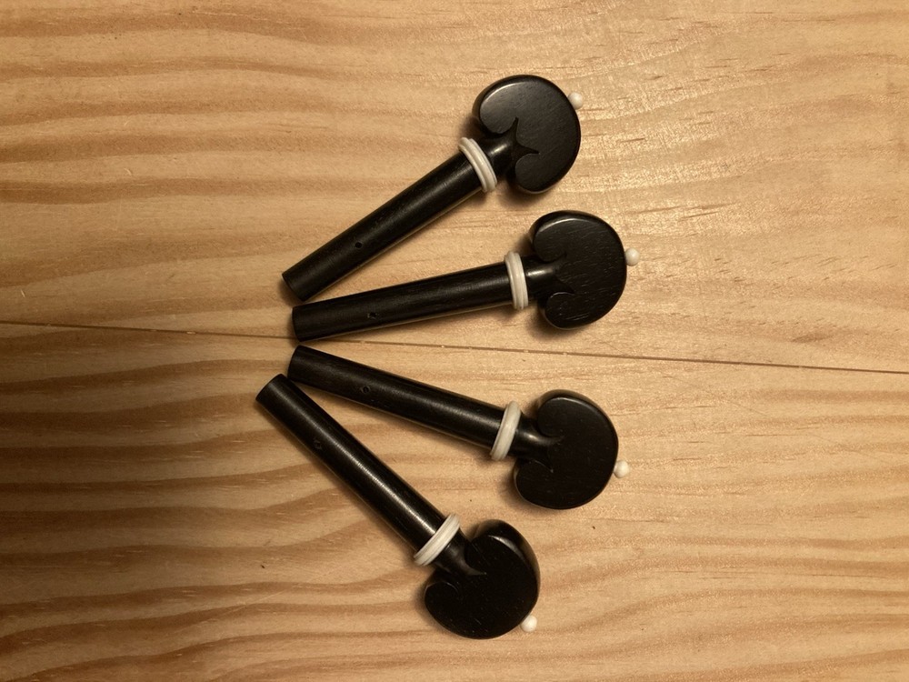 Natural solid ebony black high quality ebony violin Four  Pegs