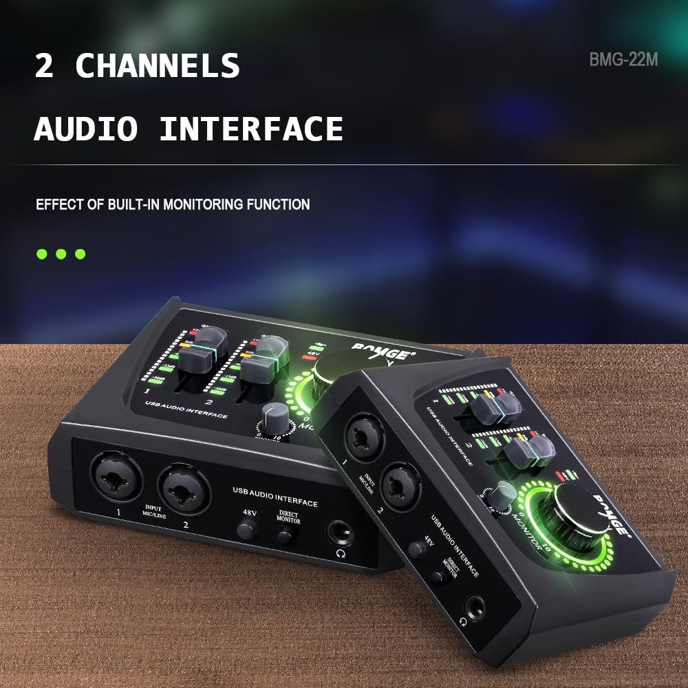 BOMGE mini 2 Channel USB Audio Interface for Recording, Streaming and...