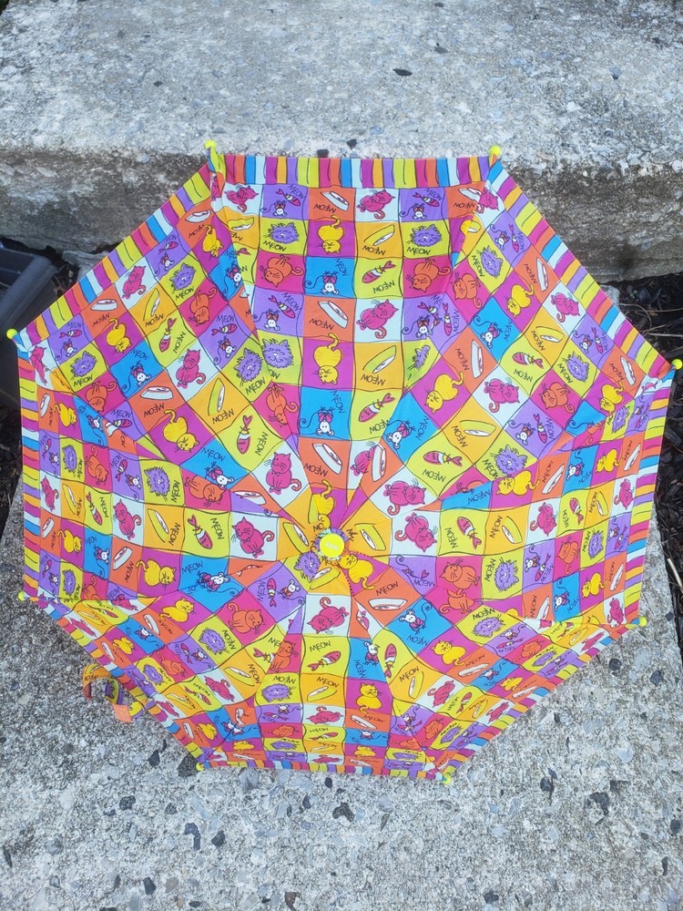 TOTES Compact Umbrella Cats Graphic Colorful