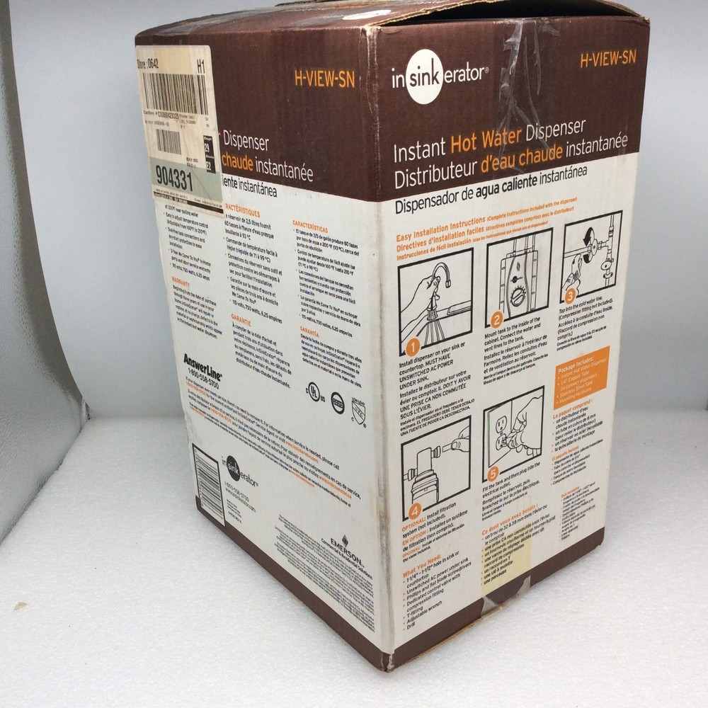 insinkerator H-View-SN Instant Hot Water Dispenser System Satin Nickel OPEN BOX