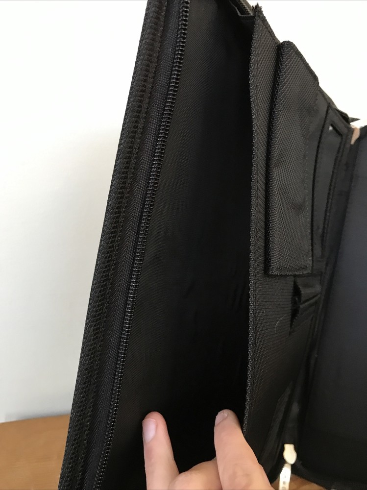 Leeds Para Protect Black Nylon Fabric Attache Zip Case Planner Folder Organizer