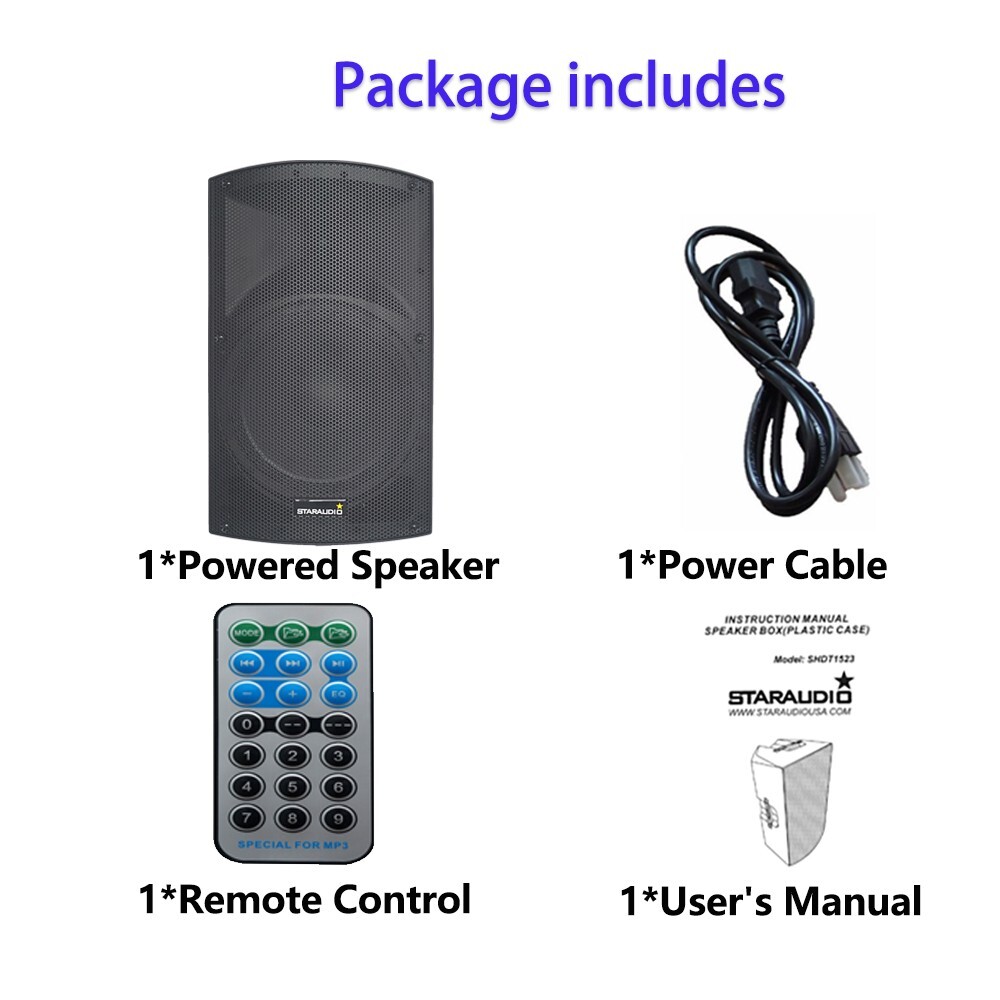 2-Way 15" PA Active DJs Speaker System 4000W Powered Karaoke Bluetooth Speaker