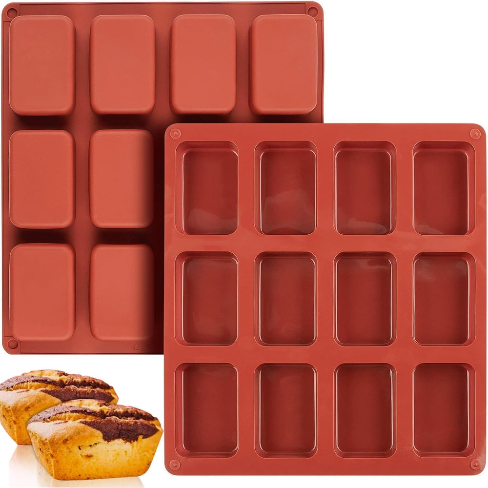 2 Pack Silicone Mini Loaf Pan 12 Cavity Nonstick Baking Mold for Bread Cakes