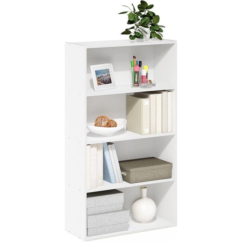 4-Tier Storage Shelf Durable Wood Easy Assembly Space Saving Sturdy Organizer US